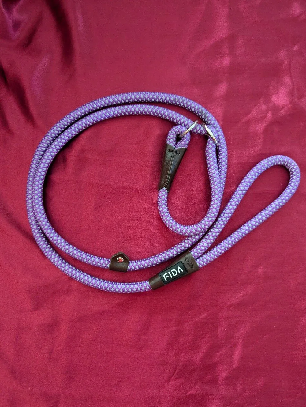 2 FIDA Dog Slip Lead Leashes Reflective Purple 5ft